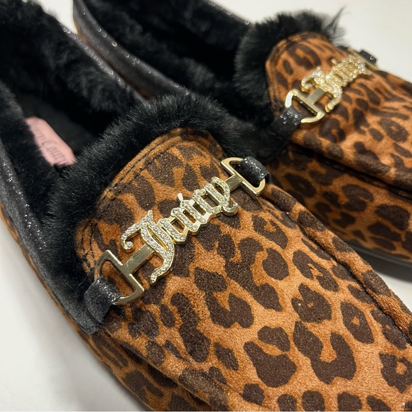 Juicy Couture Loafer Shoes Cozy Slippers Glitter Rhinestone Fur Lined Size 10 - Picture 6 of 11